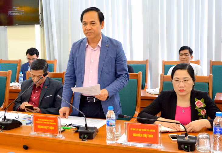 Đồng chí Đặng Huy Hậu, Ủy viên BTV Tỉnh ủy, Phó Chủ tịch thưởng trực UBND tỉnh phát biểu tại buổi làm việc