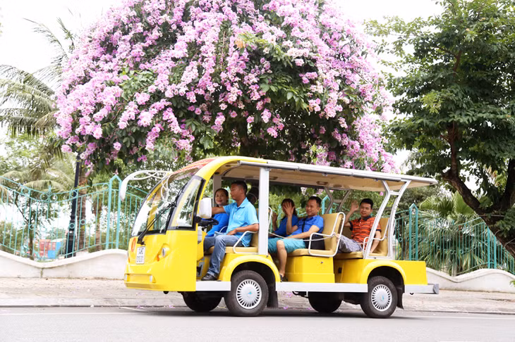 triển khai hoạt động hiệu quả 10 xe điện đón khách ngay tại cửa khẩu để đón đưa khách tham quan du lịch tại Thành phố,