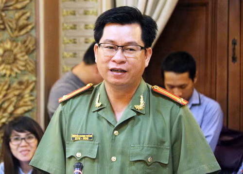 Trung tá Nguyễn Quang Thắng - Phó phòng Tham mưu Công an TP HCM. Ảnh: H.C