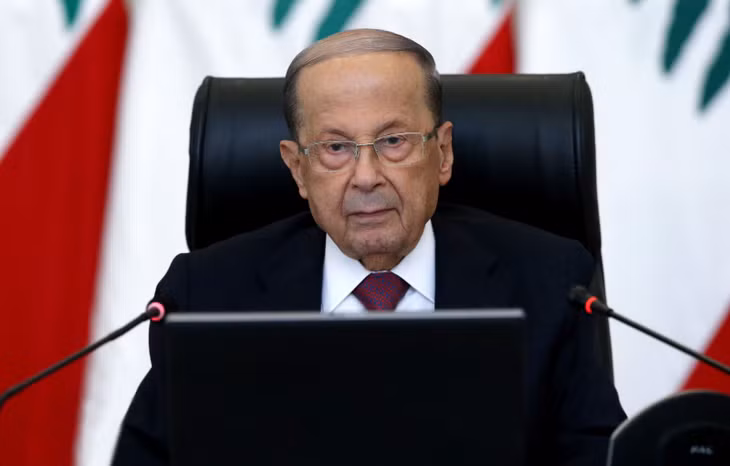 Tổng thống Liban Michel Aoun phát biểu tại Baabda, Liban. Ảnh: AFP/TTXVN