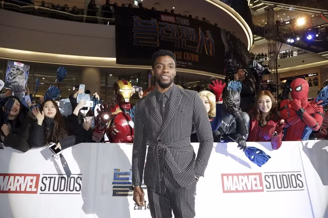 Chadwick Boseman tại sự kiện ra mắt bộ phim Black Panther ở Seoul, Hàn Quốc hồi đầu 2018. Ảnh: Disney.