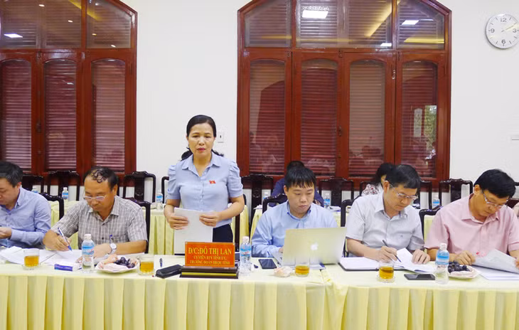 . Đồng chí Đỗ Thị Lan, Trưởng Đoàn ĐBQH tỉnh phát biểu tại buổi giám sát tại TP Móng Cái