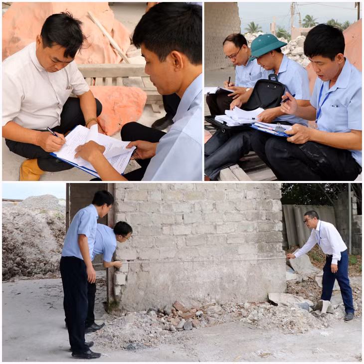 Lực lượng chức năng TP Uông Bí triển khai công tác kiểm đếm, lập phương án hỗ trợ các chủ cơ sở sản xuất vôi thủ công dừng hoạt động.
