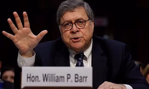 Bộ trưởng Tư pháp Mỹ William Barr phát biểu tại quốc hội Mỹ. Ảnh: Reuters.