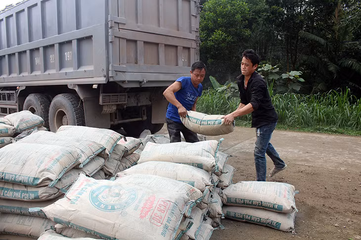 Sau khi tiếp nhận số xi măng nói trên, huyện Hải Hà đã chuyển trực tiếp đến tay các hộ dân trên địa bàn xã Quảng Sơn