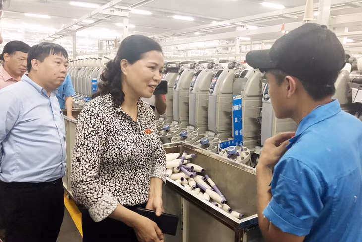 Đoàn giám sát Đoàn ĐBQH tỉnh giám sát tại Công ty Texhong Ngân Long (KCN Hải Yên)
