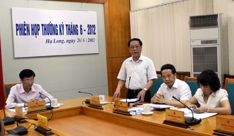Đồng chí Đỗ Thông, Phó chủ tịch UBND tỉnh phát biểu tại phiên họp.