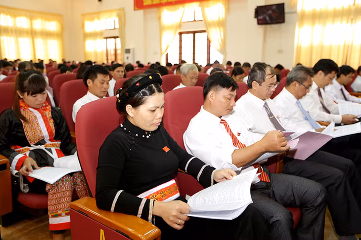 Các đại biểu nghiên cứu tài liệu. 