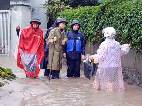 Đồng chí Đỗ Thị Hoàng, Phó Bí thư Thường trực Tỉnh uỷ, Trưởng Đoàn Đại biểu Quốc hội tỉnh trực tiếp có mặt tại phường Hà Phong, TP Hạ Long chỉ đạo công tác chống mưa lũ.