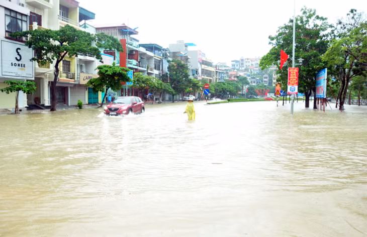 Khu vực nút giao thông Kênh Liêm bị ngập lụt.