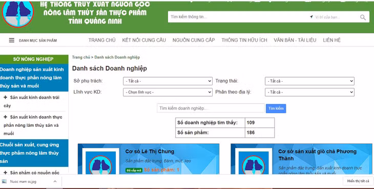 Hệ thống truy xuất nguồn gốc nông, lâm, thủy sản thực phẩm tỉnh Quảng Ninh trên điện tử.