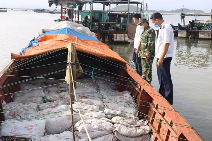 BĐBP Đồn Trà Cổ kiểm đếm số hàng.