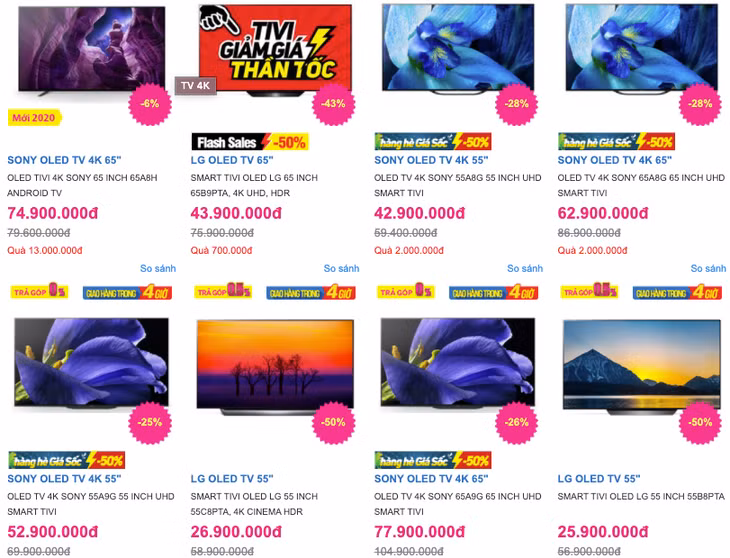 Giá TV OLED trong 2020 tiếp tục giảm, mạnh nhất là các model đời cũ 2019 và 2018.