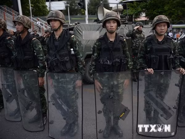 Binh sỹ Thái Lan đảm bảo an ninh tại Bangkok ngày 29/5. (Nguồn: AFP/TTXVN)