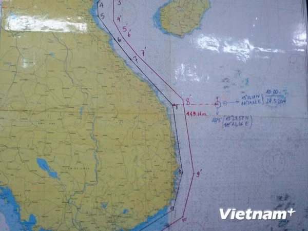 Trung Quốc đã dịch chuyển kéo giàn khoan Hải Dương-981 cách vị trí cũ 23 hải lý. (Ảnh: Thanh Tâm/Vietnam+)
