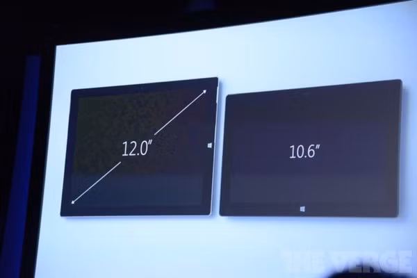 So sánh kích thước màn hình với Surface Pro 2.