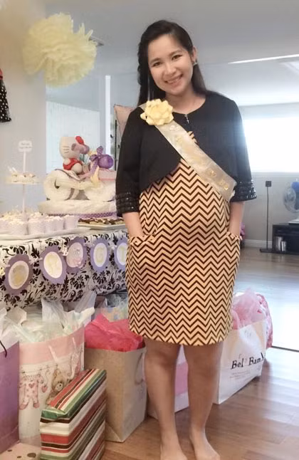 Duy Uyên mang thai ở tháng thứ tám.