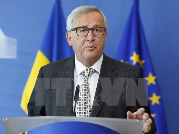 Chủ tịch EC Jean-Claude Juncker phát biểu trong cuộc họp báo ở Brussels, Bỉ ngày 19/7. (Nguồn: THX/TTXVN)