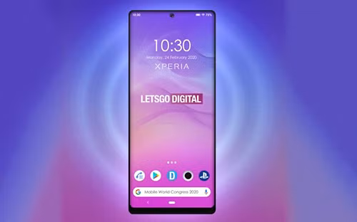 Ảnh dựng smartphone "đục lỗ" của Sony dựa trên sáng chế. Ảnh: LetsgoDigital.
