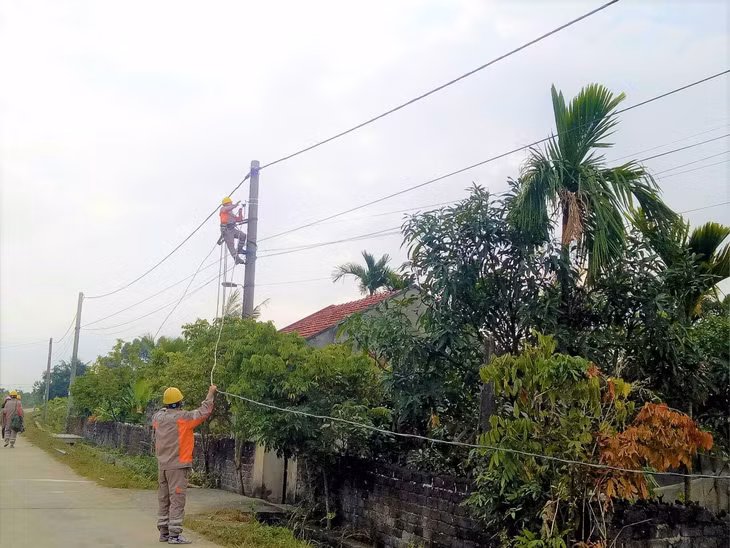 Sáng 19/12/2019, Điện lực Uông Bí tổ chức lắp đặt đường dây điện và bóng đèn, thắp sáng đoạn đường dài gần 400m tại thôn 3, xã Điền Công