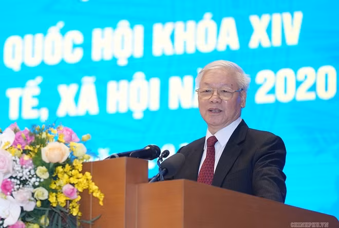 Tổng Bí thư, Chủ tịch nước Nguyễn Phú Trọng phát biểu chỉ đạo tại hội nghị.