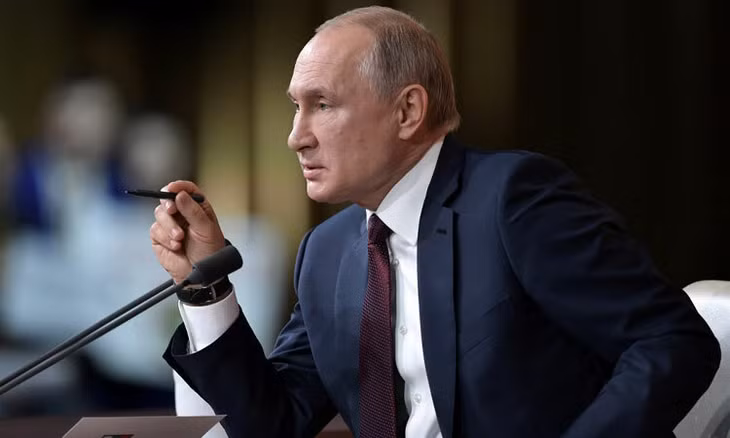 Tổng thống Putin tại cuộc họp báo hôm nay ở Moskva. Ảnh: AFP.