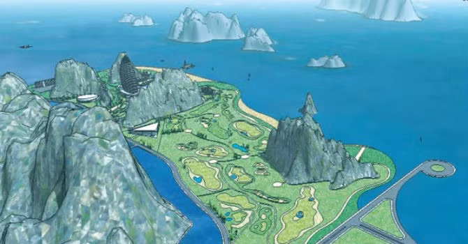 Phối cảnh Dự án Xây dựng quần thể sân Golf, khách sạn 5 sao, khu nghỉ dưỡng cao cấp và dịch vụ giải trí tại khu vực Ao Tiên (huyện Vân Đồn)