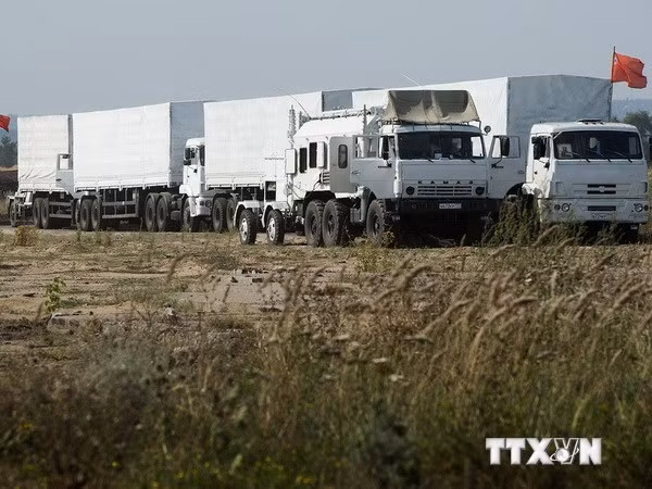 Đoàn xe chở hàng cứu trợ của Nga. (Nguồn: AFP/TTXVN)