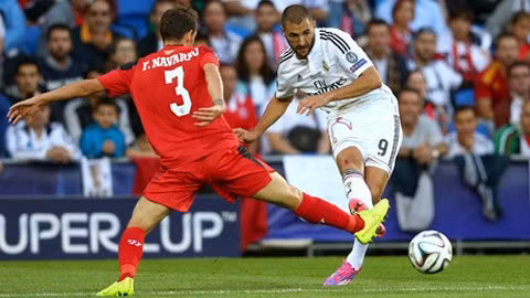 Benzema (phải) trong màu áo ĐT Pháp tại World Cup 2014