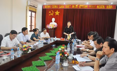 Đồng chí Đỗ Thị Hoàng, Phó Bí thư Thường trực Tỉnh ủy phát biểu kết luận buổi thẩm định