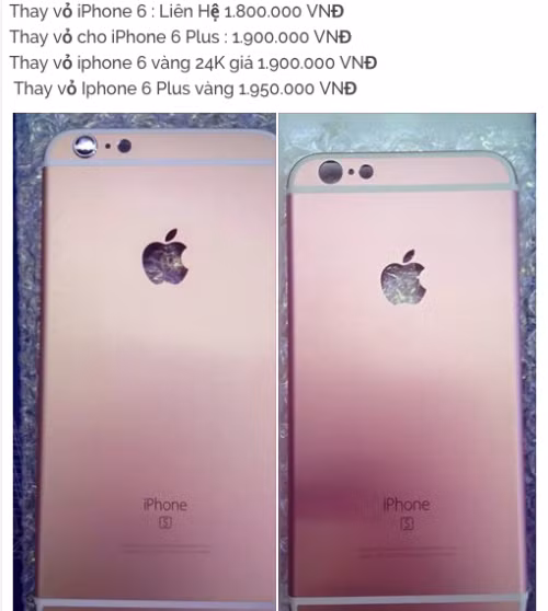 Chỉ mất 1 đến 2 triệu đồng để biến iPhone 6 hay 6 Plus thành phiên bản màu vàng hồng Rose Gold như iPhone 6s mới ra.