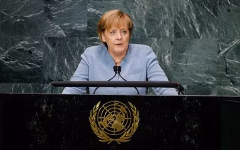 Thủ tướng Đức Merkel tại Liên Hợp Quốc. Ảnh: Zimbio.