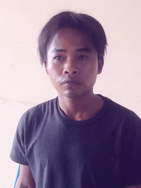 Hung thủ Thạch Khỏe tại cơ quan Công an.