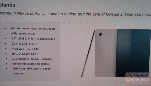Thông tin rò rỉ về cấu hình và hình ảnh HTC Volantis bất ngờ xuất hiện với logo Nexus ở mặt sau.