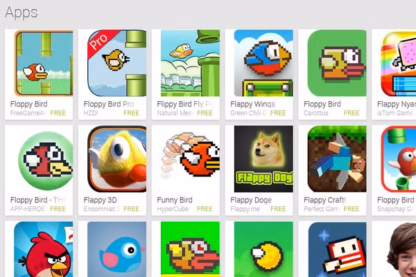 Các ứng dụng, trò chơi ăn theo Flappy Bird vẫn xuất hiện nhan nhản trên các kho ứng dụng di động, dẫu vậy tình trạng này đã có phần thuyên giảm do hồi tháng hai năm nay cả Google và Apple đều tuyên bố chặn các ứng dụng có từ khóa “Flappy”.