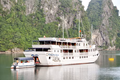Tàu du lịch trên Vịnh Hạ Long.