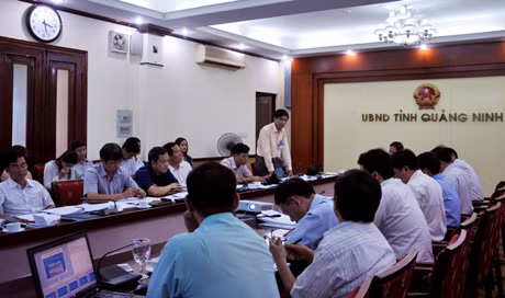 Đại biểu đóng góp ý kiến tại cuộc họp thẩm định Đề án xây dựng chính quyền điện tử tỉnh giai đoạn 2012-2014.