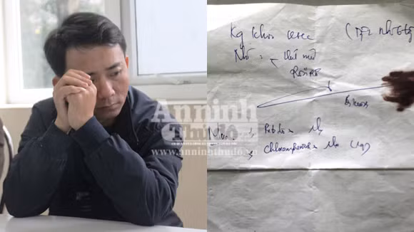 Anh Phong, bố cháu Linh và đơn thuốc mà bác sỹ kê cho cháu Linh.