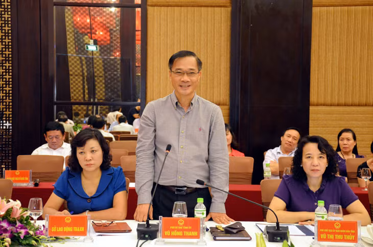 Đồng chí Vũ Hồng Thanh, Phó Bí thư Tỉnh ủy phát biểu tại buổi làm việc