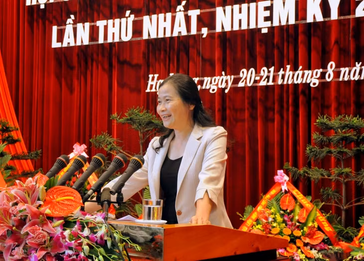 Đồng chí Đỗ Thị Hoàng phát biểu tại Đại hội.