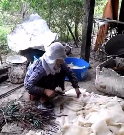Bì sau khi được ngâm để khử sạch mùi và vết bẩn sẽ được mang đi phơi hoặc sấy khô