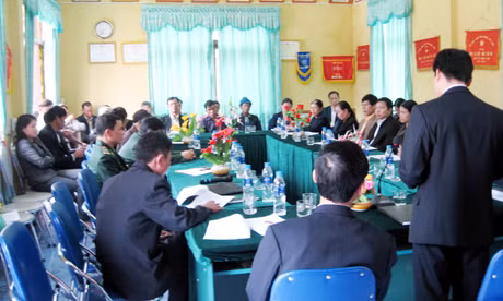 Đảng uỷ xã Hoành Mô tổ chức hội nghị bàn các giải pháp về xây dựng Đảng. Ảnh: CTV