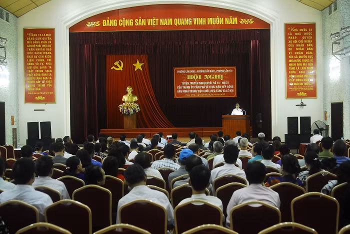 MTTQ TP Cẩm Phả tổ chức Hội nghị tuyên truyền việc thực hiện nếp sống văn minh trong việc cưới, việc tang và lễ hội tại cụm 3 phường Cẩm Đông, Cẩm Bình, Cẩm Tây