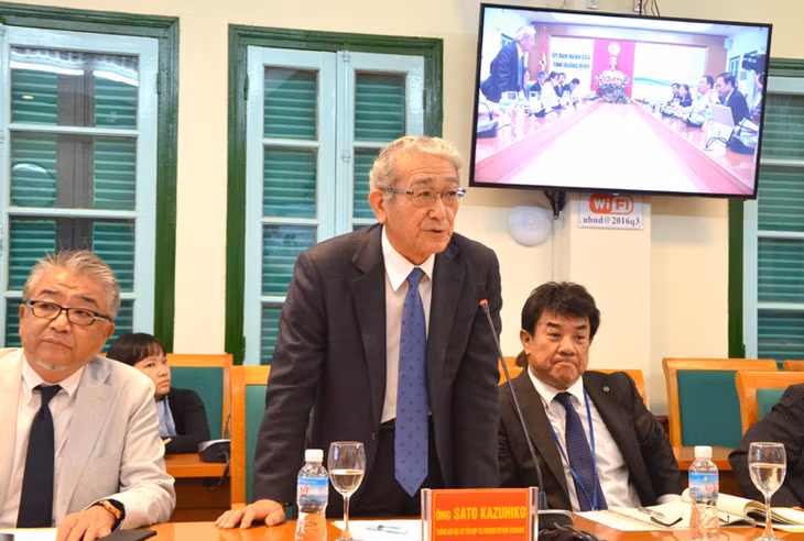 Ông Sato Kazuhiko, Trưởng Hiệp hội xúc tiến hợp tác Hokkaido Việt Nam Asahikawa cảm ơn sự đón tiếp trọng thị của tỉnh Quảng Ninh đối với đoàn
