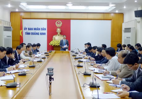 Đồng chí Đặng Huy Hậu, Phó Chủ tịch UBND tỉnh phát biểu kết luận cuộc họp