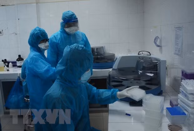  Trung tâm Kiểm soát bệnh tật thành phố Đà Nẵng làm xét nghiệm. (Ảnh: Văn Dũng/TTXVN)