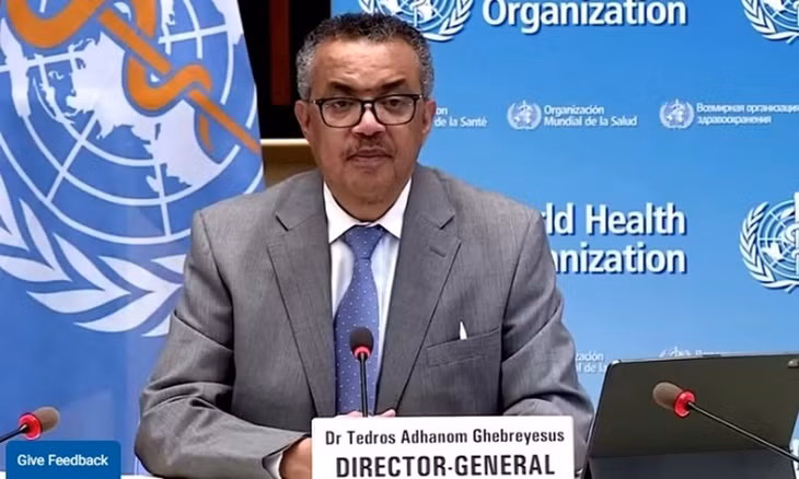 Tổng giám đốc WHO Tedros Adhanom Ghebreyesus trả lời báo chí tại Geneva, Thụy Sĩ hôm 26/4. Ảnh: Reuters.