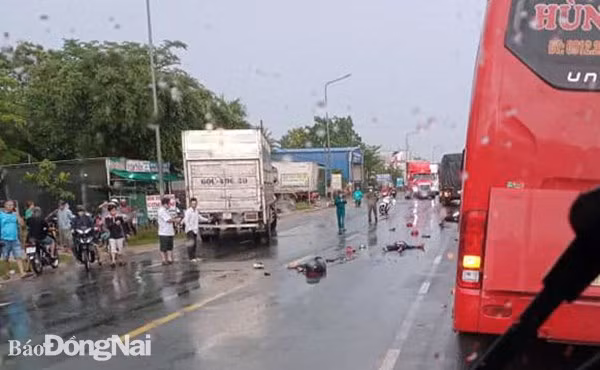 Hiện trường vụ tai nạn giao thông. (Nguồn: Báo Đồng Nai)