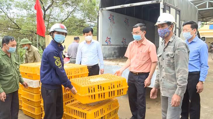 Đoàn công tác trao tặng 1000 con gà giống Tiên Yên cho 12 hộ dân xã Đồn Đạc, huyện Ba Chẽ