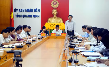 Đồng chí Nguyễn Văn Đọc, Phó Bí thư Tỉnh uỷ, Chủ tịch UBND tỉnh phát biểu tại cuộc họp.